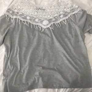 Gorgeous lace and gray top!